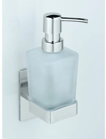 Самозалепващ стъклен диспенсер за сапун в лъскаво сребристо 200 ml Genova – Wenko