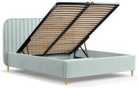 Тапицирано двойно легло с място за съхранение с включена подматрачна рамка в цвят мента 180x200 cm Noto – Maison de Rêve