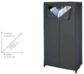 Черен текстилен гардероб 75x150 cm Deep – Wenko