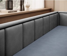 Син сив шенилов разтегателен диван с място за съхранение 214 cm Fulgeo – ELTAP