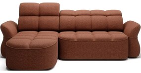 Теракотен кадифен сгъваем/с място за съхранение ъглов диван (ляв ъгъл) Beneth – ELTAP