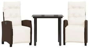 3212981 vidaXL Градински комплект от 3 части с възглавници, кафяв, полиратан