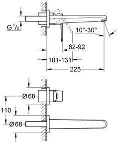 Wall-mounted Умивалник battery Grohe Euпрътisc Cosmopolitan-Length 17 cm.
