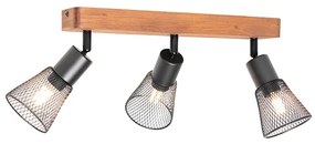 Индустриален прожектор черен с дърво 3-светлина - Kristina