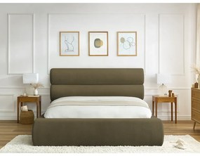 Тъмнозелено тапицирано двойно легло с място за съхранение с решетка 180x200 cm Jagna - Bobochic Paris