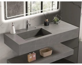 Мивка за баня PIETRA » ICL 12049/120G LEFT, стенен монтаж, кварц, сив, 120x50x18см