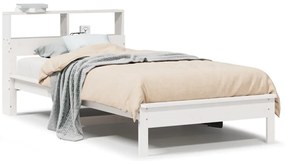855733 vidaXL Легло с рафтове за книги, без матрак, бял, 90x190 см, бор масив