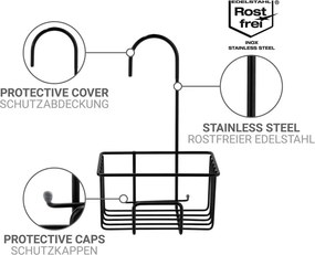 Черен висящ рафт за баня от неръждаема стомана Milito – Wenko