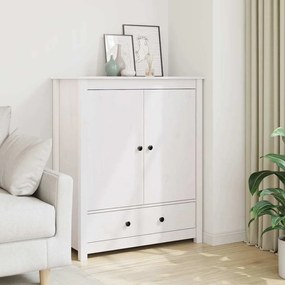 823515 vidaXL Висок шкаф, бял, 83x41,5x100 см, бор масив