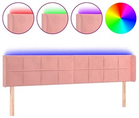 3123301 vidaXL LED горна табла за легло, розова, 183x16x78/88 см, кадифе