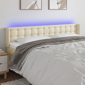 3123340 vidaXL LED горна табла за легло, кремава, 183x16x78/88 см