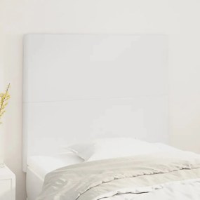 3116137 vidaXL Табла за легло, бяла, 100x5x118/128 см, изкуствена кожа