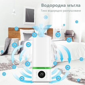Овлажнител и стерилизатор за въздух 2в1 Attractive BREEZE, За до 40 м2, 8 л, 360мл/ч, 3 степени, Тъчскрийн, Водна и стерилизационна мъгла, Бял