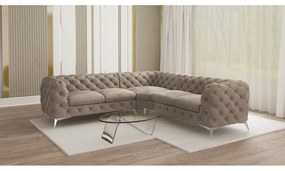 Сиво-бежов кадифен ъглов диван Chelsea – Ropez