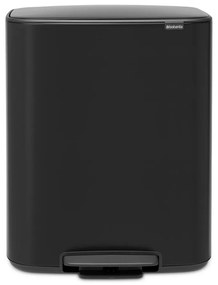 Матово-черно стоманено кошче за боклук за рециклиране с педал 60 l Bo – Brabantia