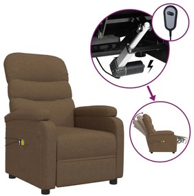 3073698 vidaXL Електрически масажен стол, кафяв, текстил