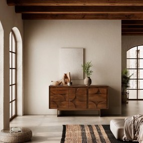 Кафяв скрин от масивно манго 145x76x40 cm Trisha – MOME