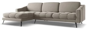 Бежов кадифен ъглов диван (ляв ъгъл) Nalu – Makamii