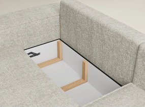 Бежов шенилов сгъваем/с място за съхранение ъглов диван (десен ъгъл/L форма) Tonga – Maison de Rêve