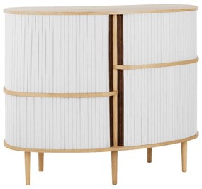 Шкафче от дъбов декор с плъзгащи се врати в сив и естествен цвят 120x100x50 cm Audacious – UMAGE