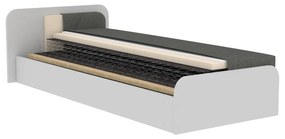 Бяло/тъмносиво единично легло 80x190 cm тапицирано/ПДЧ с място за съхранение с включен матрак Parys – ELTAP