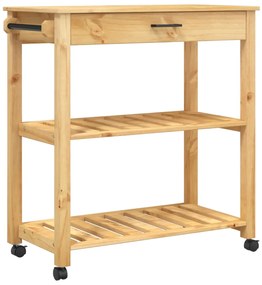 376100 vidaXL Кухненска количка "MONZA" 84x40x88,5 см борово дърво масив