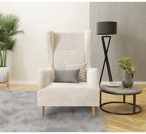 Кремаво кадифено кресло Carole - Ropez