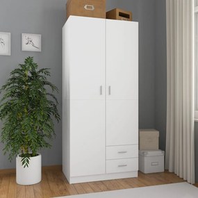 800639 vidaXL Гардероб, бял, 80x52x180 см, инженерно дърво