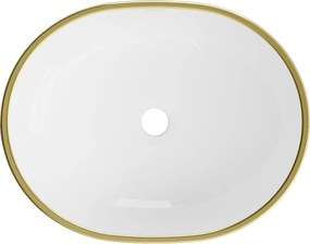 Mexen Viki плот вградена мивка 48 x 35 см, бяло/златен кант - 21054805