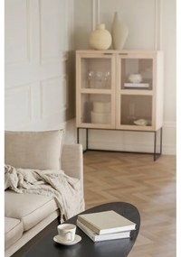 Черна масичка за кафе с плот от ясенова дървесина 180x50 cm Colton - Rowico