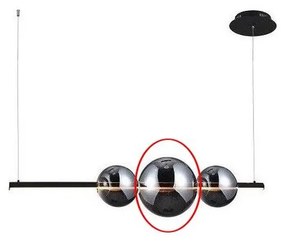 Azzardo - Резервно стъкло за полилей SANDRA черен/хром - голям Ø 22 см