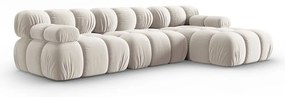 Бежов кадифен модулен ъглов диван (десен ъгъл) Bellis – Micadoni
