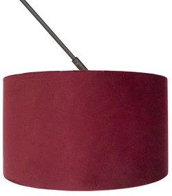 Висяща лампа черна с червена кадифена абажур със злато 35 см - Blitz