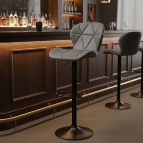 Регулируем на височина въртящ се бар стол с облегалка Черен