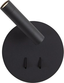 Модерна черна стенна лампа с LED и USB-C - Croft