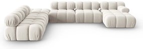 Бежов кадифен модулен ъглов диван (ляв ъгъл/U форма) Bellis – Micadoni