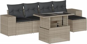 3269132 vidaXL Градински комплект с възглавници, 6 части, светлосив полиратан