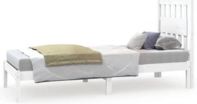 3103894 vidaXL Рамка за легло, бяла, бор масив, 75x190 см, Small Single