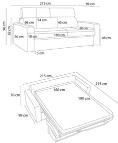 Разтегателен диван в тухлен цвят 215 cm Monaco – Bobochic Paris