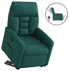 3303058 vidaXL Електрически изправящ реклайнер стол, тъмнозелен, текстил