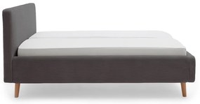 Тъмносиво двойно легло 160x200 cm тапицирано с място за съхранение с включена подматрачна рамка Mattis Cord – Meise Möbel