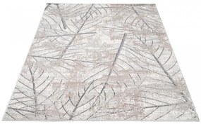 Модерен бежов килим с мотив от нежни листа Ширина: 140 см | Дължина: 200 см