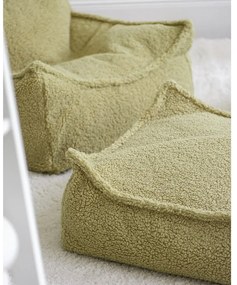 Зелен детски пуф от букле Square – Wigiwama