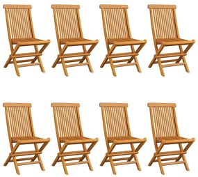 3072934 vidaXL Градински столове с кремавобели възглавници 8 бр тик масив