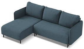 Син разтегателен ъглов диван с място за съхранение (ляв ъгъл) Luana – Makamii