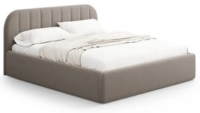 Светлокафяво двойно легло 140x200 cm тапицирано с място за съхранение с включена подматрачна рамка Juno – Windsor &amp; Co Sofas