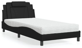 3208775 vidaXL Легло с матрак, черно, 100x200 см, изкуствена кожа