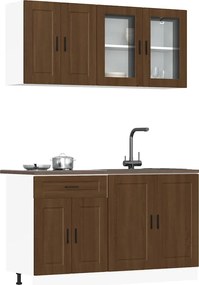 3314878 vidaXL Комплект кухненски шкафове от 4 части "Porto", кафяв дъб, инженерна дървесина