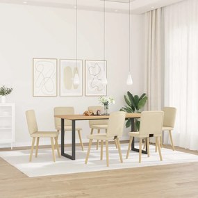 3315574 vidaXL Трапезни столове, 6 бр, кремави, плат