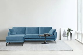 Ъглов диван от синьо кадифе (ляв ъгъл) Magic - Scandic